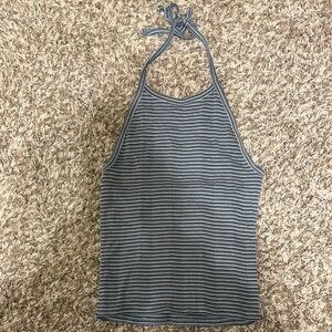American Eagle Outfitters Striped Halter Neck Top - Blue